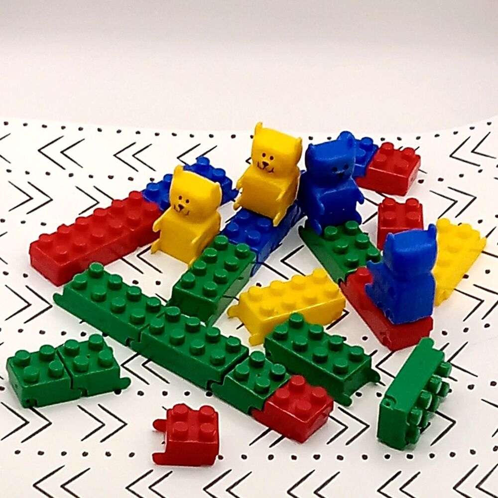 Flexi Toy Bears Building Blocks Replacement Parts Lot 27 Pc Vtg No Bucket
